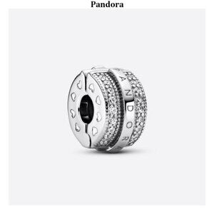 Pandora Sparkling Pav?? Lines & Logo Clip Charm